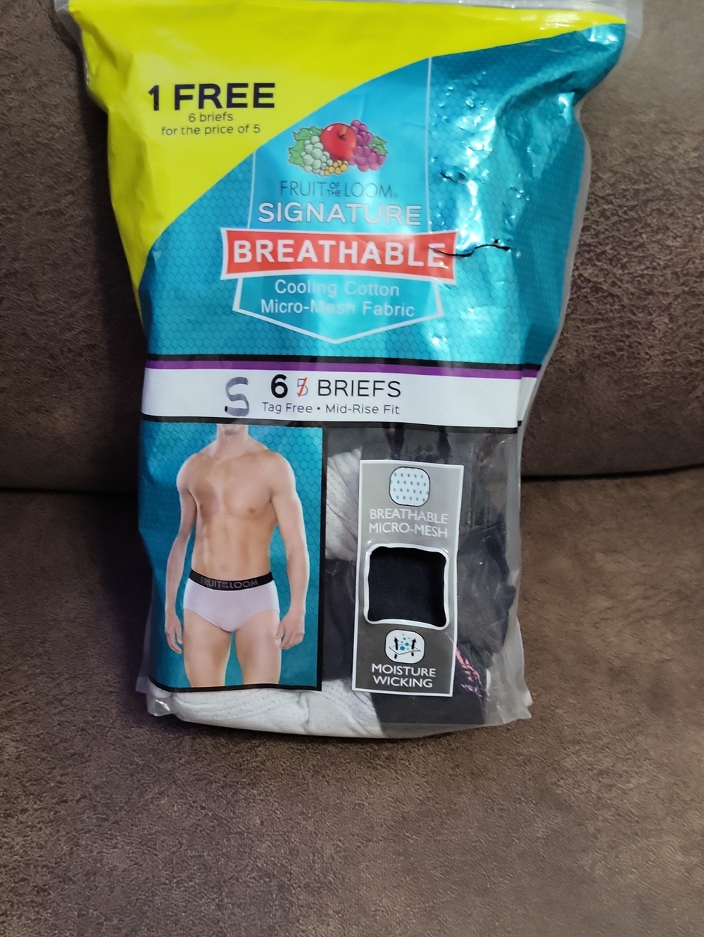 Fruit of the Loom Men’s Briefs  6 Pack - Black  & Gray